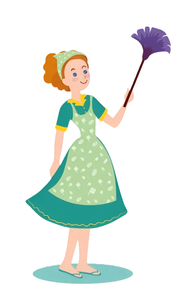 Haushaltsnahe Dienstleistungen – Versicherungsanbieter – Vektorillustration einer weiblichen Figur, dargestellt als Haushälterin oder Dienstmädchen.